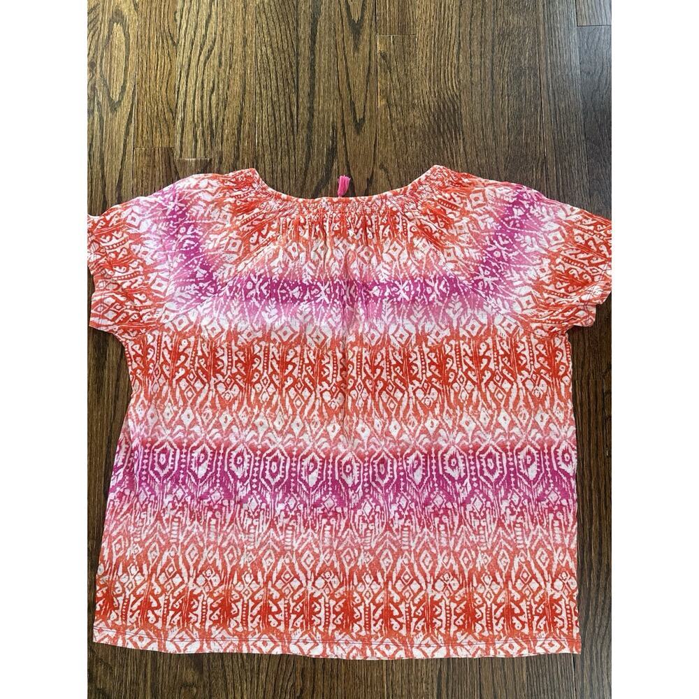 Lauren Ralph Lauren Top Orange Bright Colorful Tie Smocked Neckline 2XL 2054 - Picture 2 of 5
